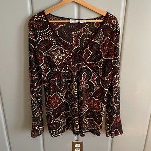 Retro Long-Sleeve Blouse with Bell Sleeves